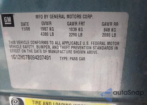 2009 Chevrolet Malibu Lt from USA, damaged, VIN 1G1ZH57B094207491